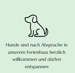Hund mit Text Hier wird die Hundefreundlichkeit des Ferienhaus Feldlerche als Highlight angegeben